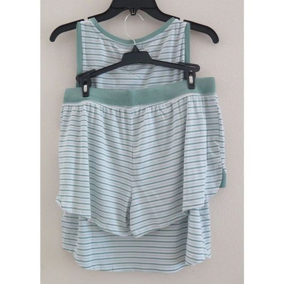 Splendid R87D736 Women's Sz M Green/White Striped Tank & Shorts Pajama Set $60 - Picture 3 of 9